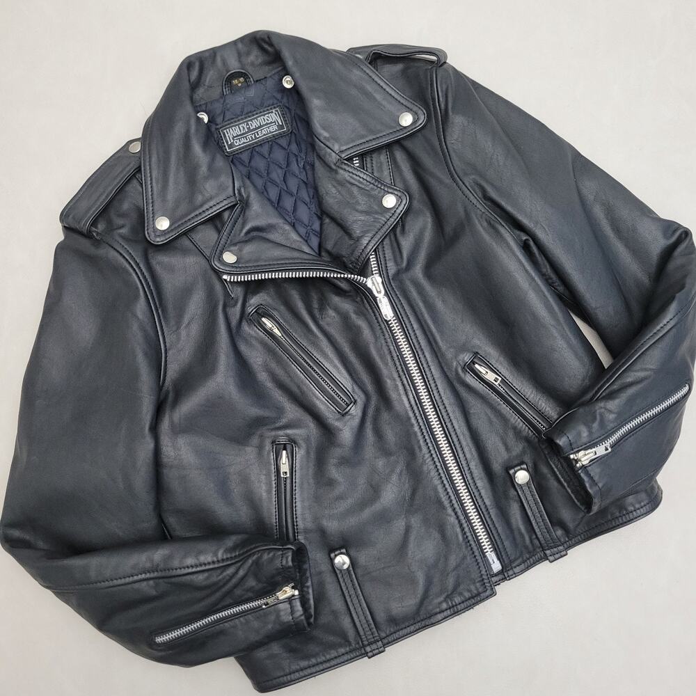 Vintage Harley Davidson Jacket Womens 38 Leather Biker Motorcycle 80s
